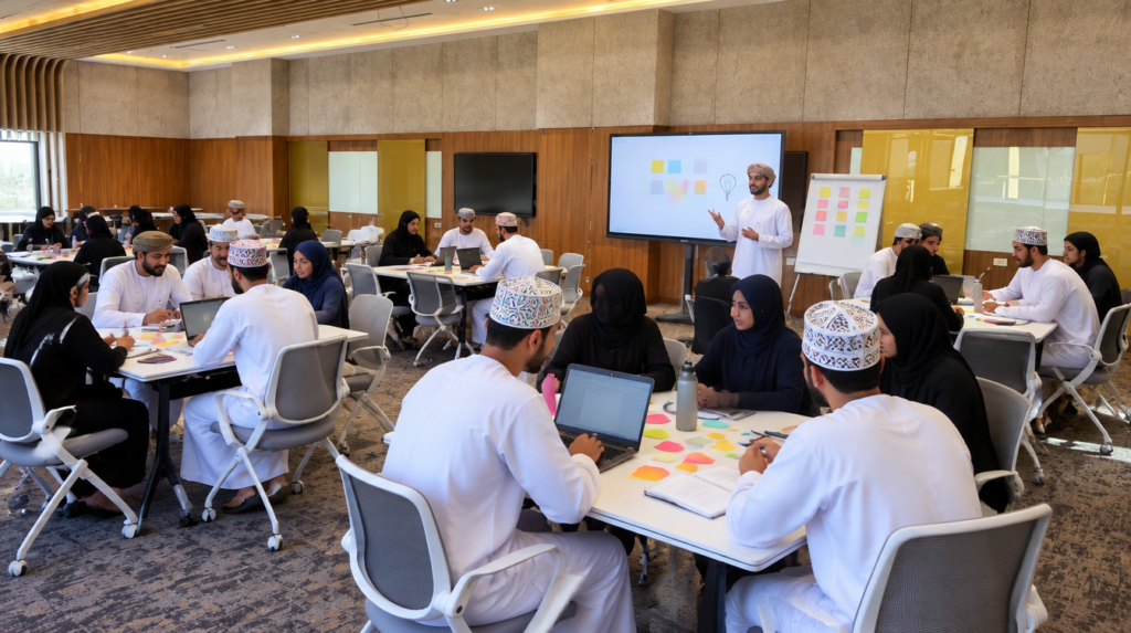 Training workshop in a bright seminar room